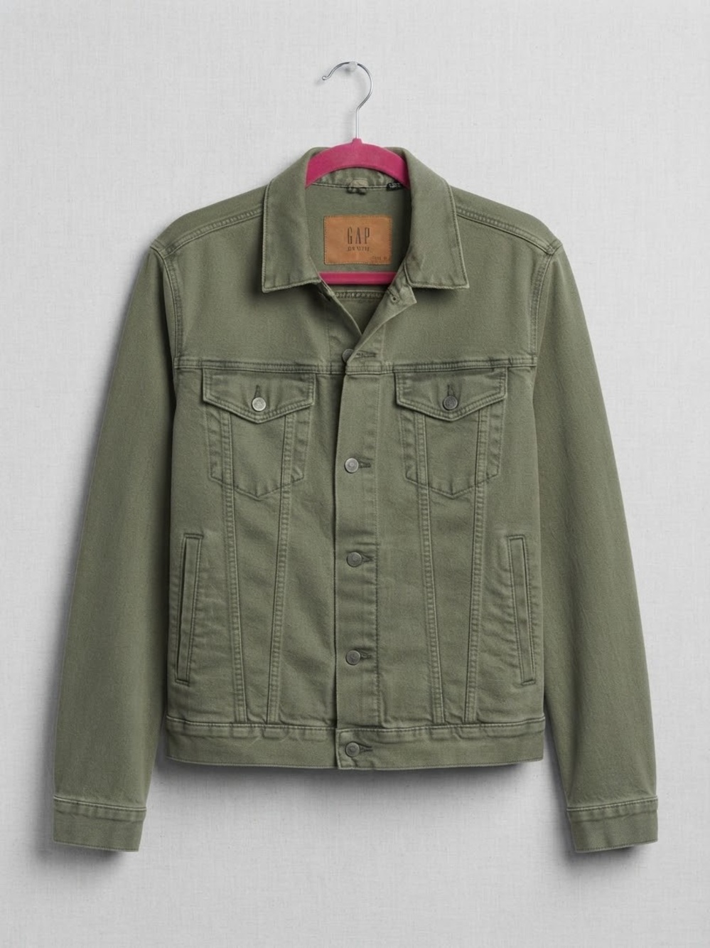GAP Olive Green Button-Front Denim Jacket